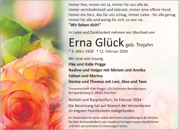 Anzeige von Erna Glück 
