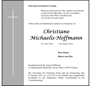 Anzeige von Christiane Michaelis-Hoffmann 
