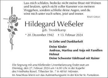 Anzeige von Hildegard Weßeler 