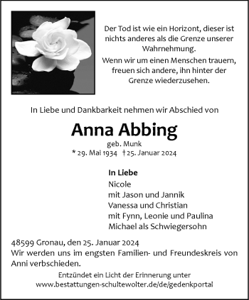 Anzeige von Anna Abbing 