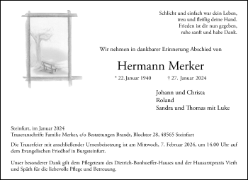 Anzeige von Hermann Merker 