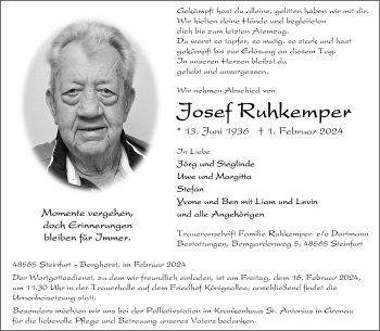 Anzeige von Josef Ruhkemper 