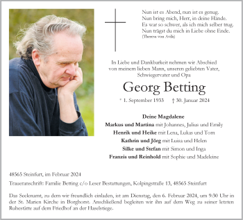 Anzeige von Georg Betting 
