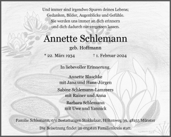 Anzeige von Annette Schlemann 