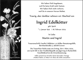 Anzeige von Ingrid Edelkötter 