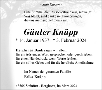 Anzeige von Günter Knüpp 