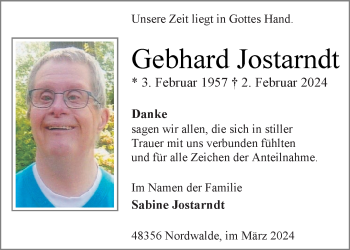Anzeige von Gebhard Jostarndt 