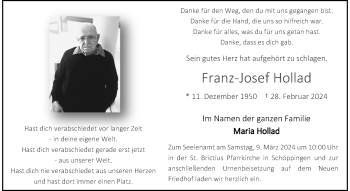 Anzeige von Franz-Josef Hollad 