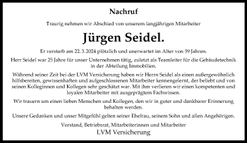 Anzeige von Jürgen Seidel 