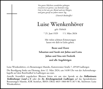 Anzeige von Luise Wienkenhöver 