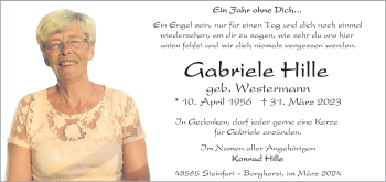 Anzeige von Gabriele Hille 