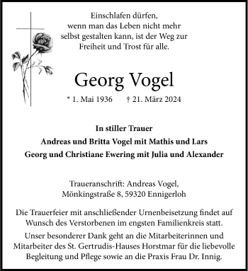 Anzeige von Georg Vogel 