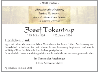 Anzeige von Josef Tokentrup 