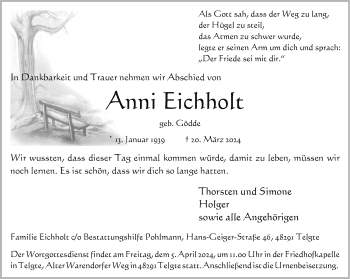 Anzeige von Anni Eichholt 