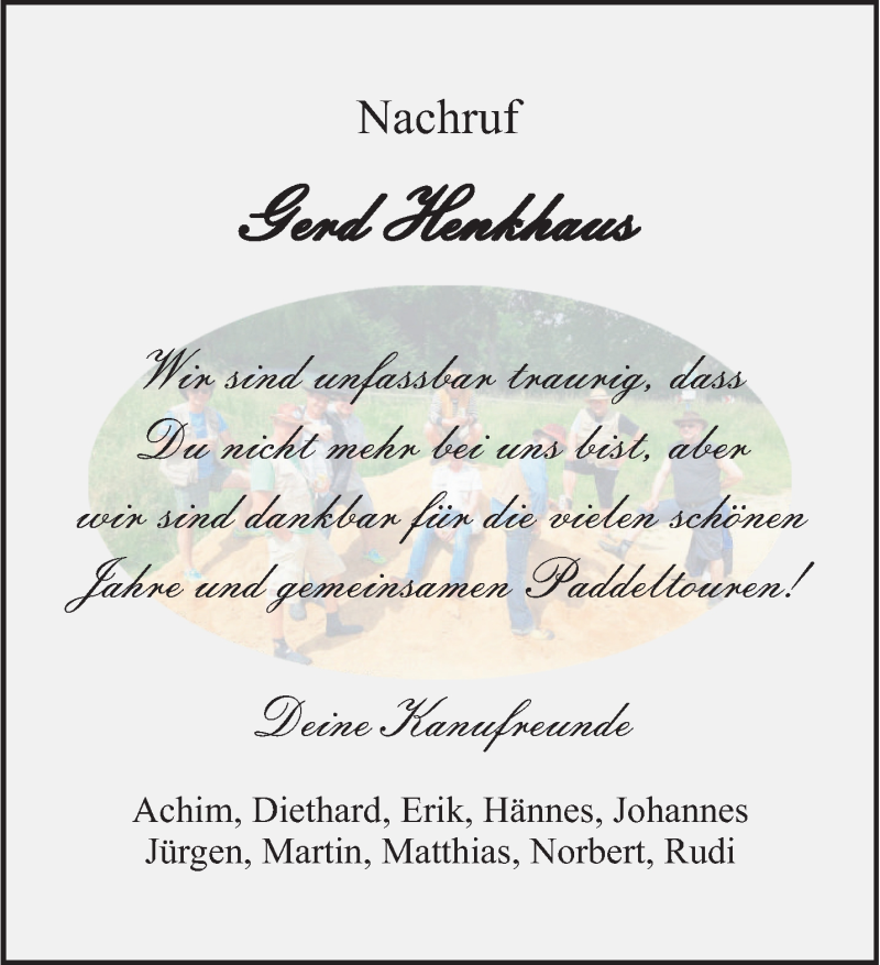  Traueranzeige für Gerd Henkhaus vom 28.03.2024 aus 