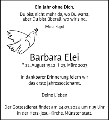Anzeige von Barbara Elei 