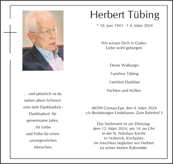 Anzeige von Herbert Tübing 