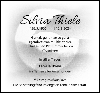 Anzeige von Silvia Thiele 
