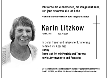 Anzeige von Karin Litzkow 