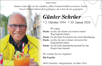 Anzeige von Günter Schröer 