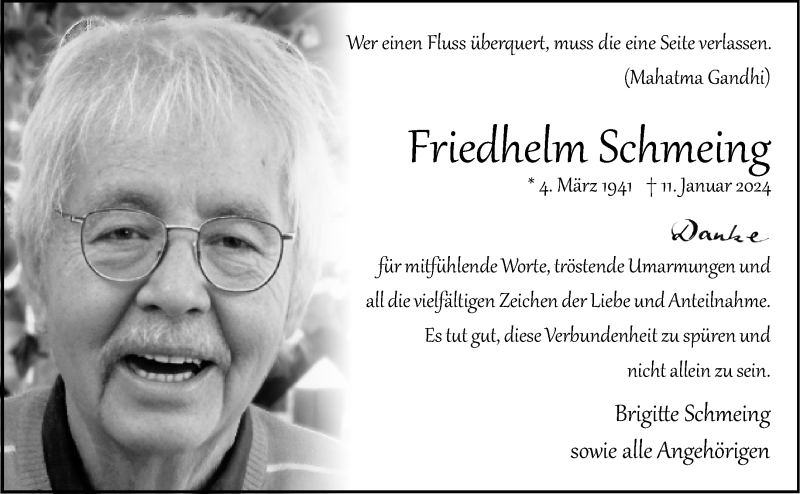  Traueranzeige für Friedhelm Schmeing vom 02.03.2024 aus 