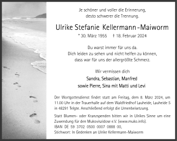 Anzeige von Ulrike Stefanie Kellermann-Maiworm 