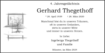 Anzeige von Gerhard Thegethoff 