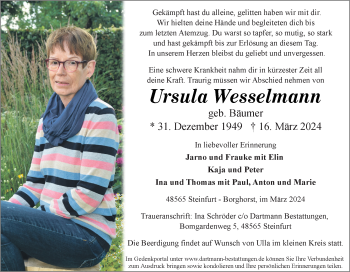 Anzeige von Ursula Wesselmann 