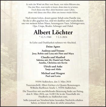 Anzeige von Albert Löchter 