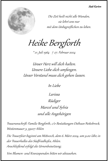 Anzeige von Heike Bergforth 
