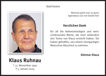 Anzeige von Klaus Ruhnau 