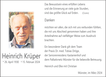 Anzeige von Heinrich Krüper 