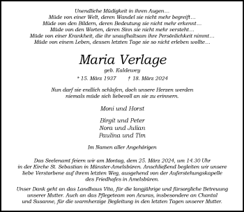 Anzeige von Maria Verlage 