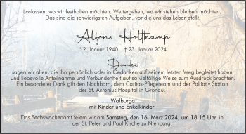 Anzeige von Alfons Hottkamp 