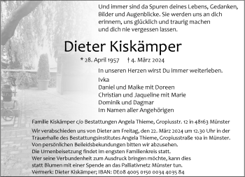 Anzeige von Dieter Kiskämper 