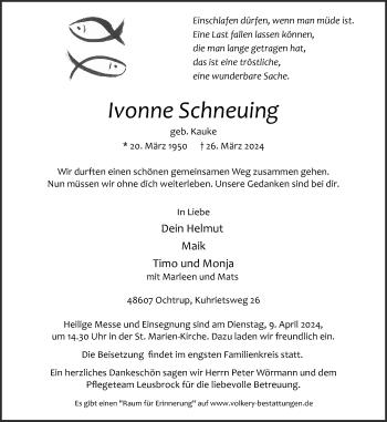 Anzeige von Ivonne Schneuing 