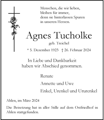 Anzeige von Agnes Tucholke 