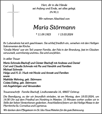 Anzeige von Maria Störmann 