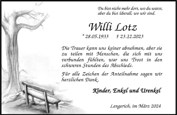 Anzeige von Willi Lotz 
