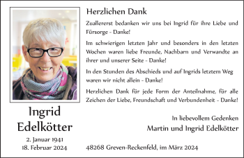 Anzeige von Ingrid Edelkötter 