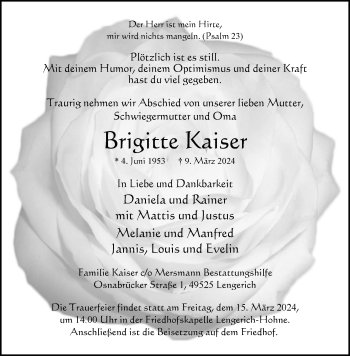 Anzeige von Brigitte Kaiser 