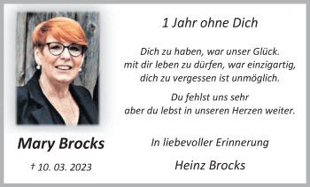 Anzeige von Mary Brocks 