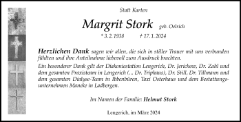 Anzeige von Margrit Stork 