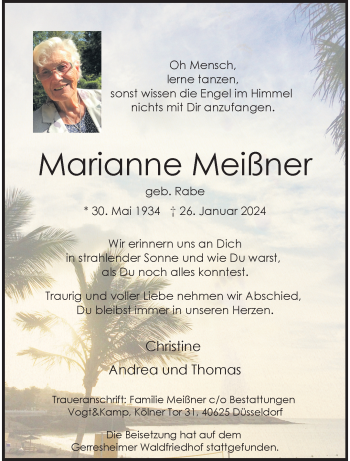 Anzeige von Marianne Meißner 