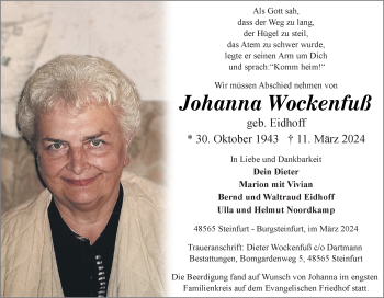 Anzeige von Johanna Wockenfuß 