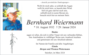 Anzeige von Bernhard Weiermann 
