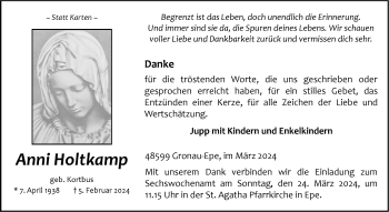 Anzeige von Anni Holtkamp 