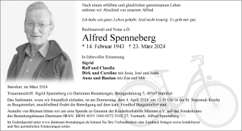 Anzeige von Alfred Spenneberg 