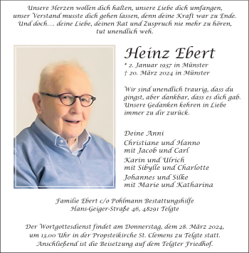 Anzeige von Heinz Ebert 