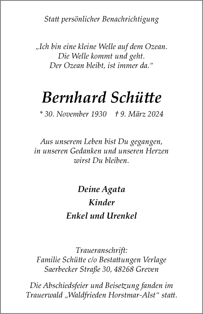  Traueranzeige für   vom 29.03.2024 aus 